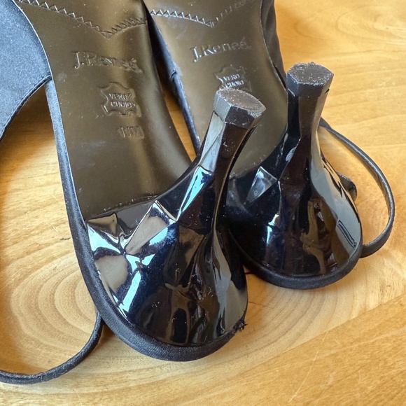 J RENEE BLACK SATIN SLINGBACK HEELS RHINESTONE BUCKLE ELEGANT WEDDING EVENING 11 - Picture 13 of 13